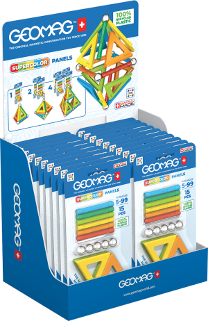 Geomag Supercolor Panels 15 Piece Packs Counter Display Unit - 20 Count