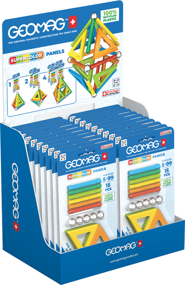 Geomag Supercolor Panels 15 Piece Packs Counter Display Unit - 20 Count