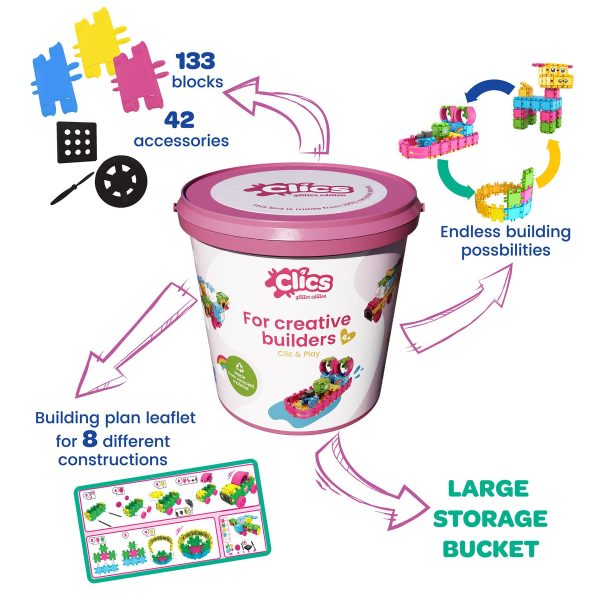 CLICS Glitter Bucket 8 in 1 Building Set - Image 2