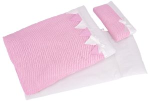 Bedding Set for Dolls (pink stripes)