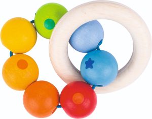 Rainbow Wooden Grasping Ring Rattle