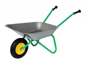 Rolly Wheelbarrow with Front Air Tyre (Silver and Green Metal)