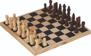 Chess game in plywood cassette