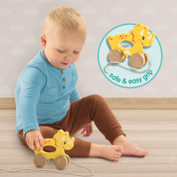 Push and pull 2 in 1 wooden Triceratops - Image 2