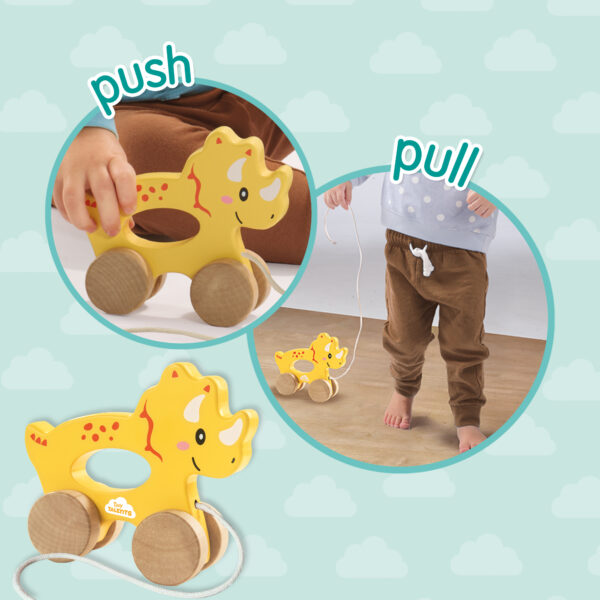 Push and pull 2 in 1 wooden Triceratops - Image 3