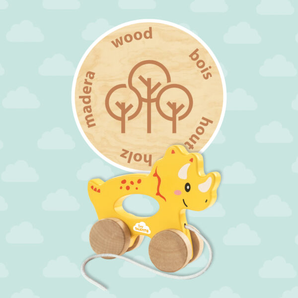 Push and pull 2 in 1 wooden Triceratops - Image 4
