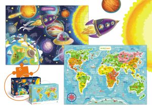 Dodo World Map & Space Jigsaw Puzzles Set (2 x 100 Pieces)