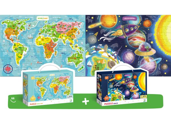 Dodo World Map & Space Jigsaw Puzzles Set (2 x 100 Pieces) - Image 5