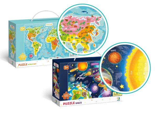Dodo World Map & Space Jigsaw Puzzles Set (2 x 100 Pieces) - Image 3