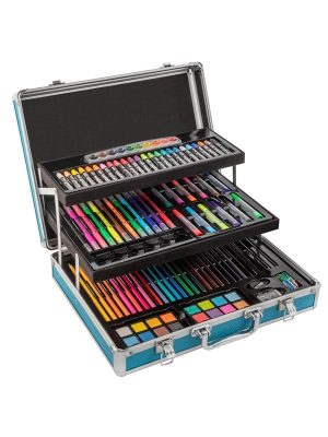 Art set 140 pcs in metal box, dark blue 37.5x29cm