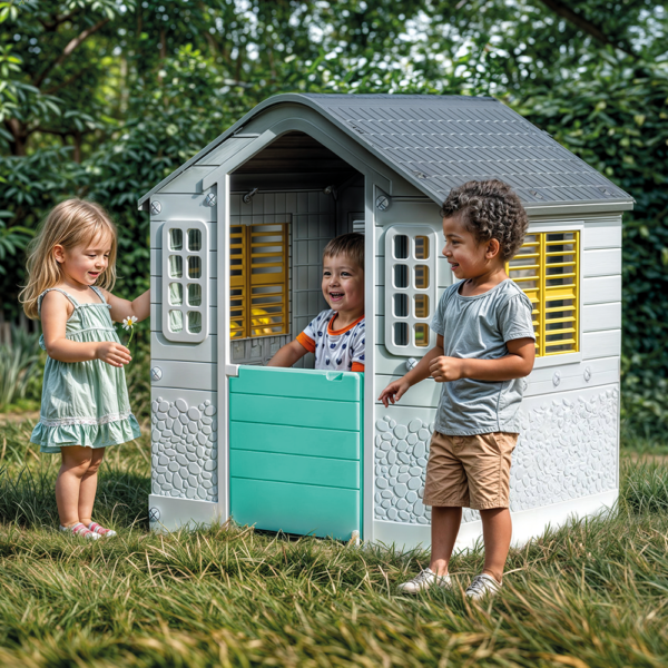 Dolu Kids Outdoor Playhouse – White - Image 2