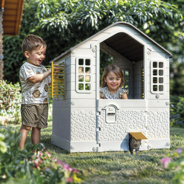Dolu Kids Outdoor Playhouse – White - Image 9
