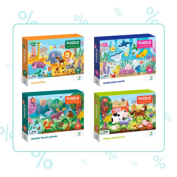 Dodo Animals 4-in-1 Jigsaw Puzzle Set (4 x 60 Pieces) - Image 3