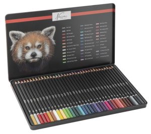 Coloured pencils, 36 pcs in tin box