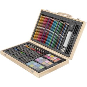 Art set 79 pcs in wooden box - 36x23cm