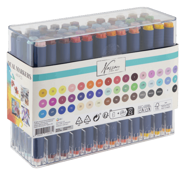 Round dual markers, 48 pcs in transparent box - Image 4