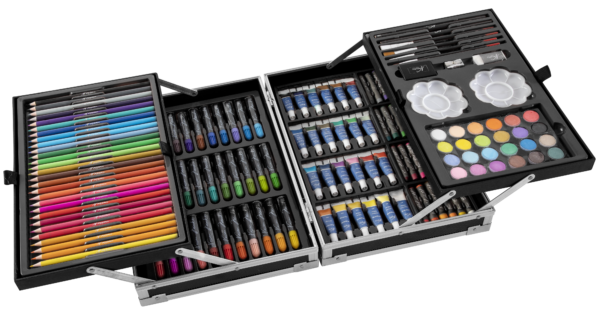 Art set 145 pcs in metal box, black - 34x23cm - Image 7
