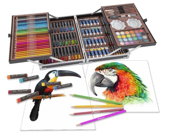 Art set 145 pcs in metal box, black - 34x23cm - Image 6