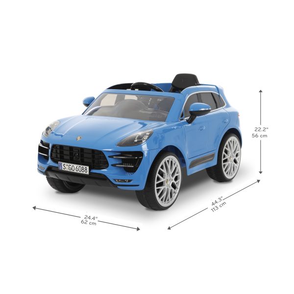 Rollplay Porsche Macan 12V Electric Ride-On Car + RC - Blue - Image 3