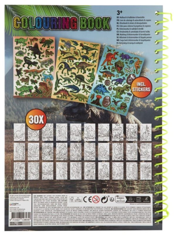 Dino Colouring book A4, 30 sheets +5 pencils - Image 2