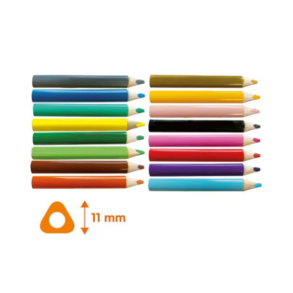 Triangular grip colouring pencils 16 pieces - Image 3