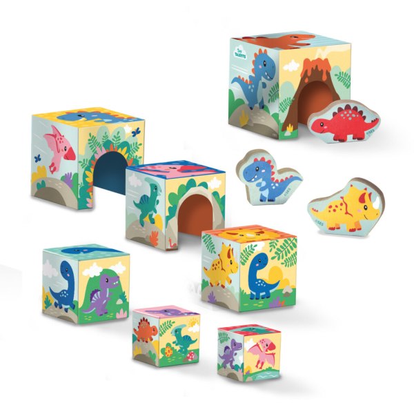 Stacking blocks tower with dino figures - Image 3