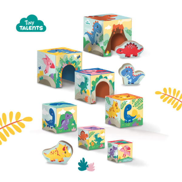 Stacking blocks tower with dino figures - Image 5