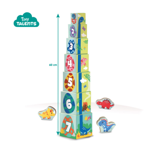 Stacking blocks tower with dino figures - Image 6