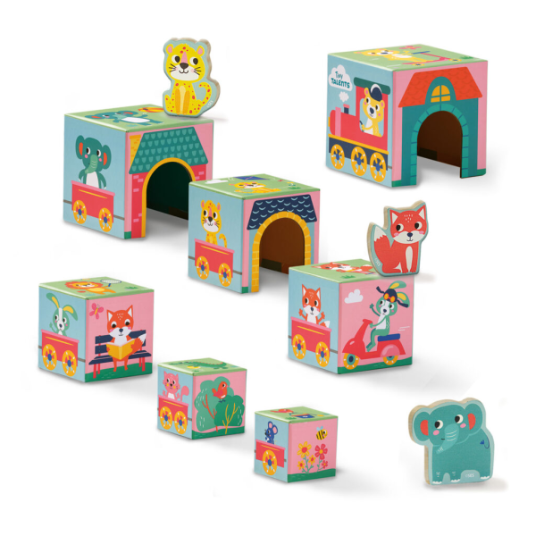 Stacking blocks tower with animal figures - Image 3