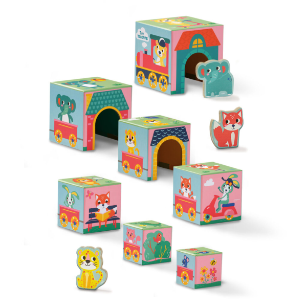 Stacking blocks tower with animal figures - Image 4