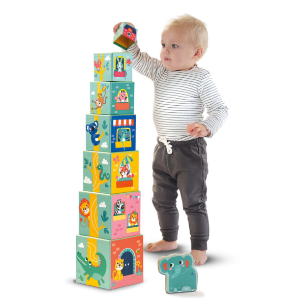 Stacking blocks tower with animal figures - Image 5