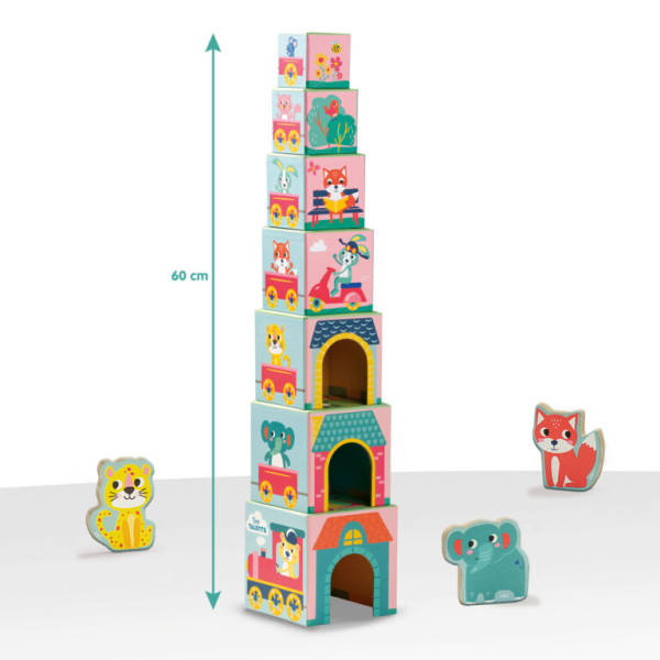 Stacking blocks tower with animal figures - Image 7