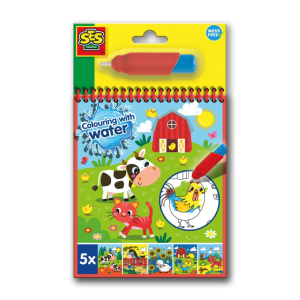 Colouring with water book with water brush - Farm