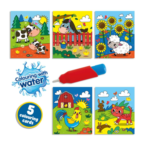 Colouring with water book with water brush - Farm - Image 3