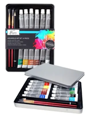 Paint set, aquarel, 16 pcs in tin box
