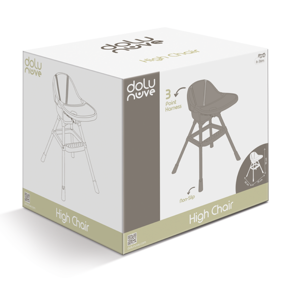 Dolu High Chair - Stone Grey - Image 4