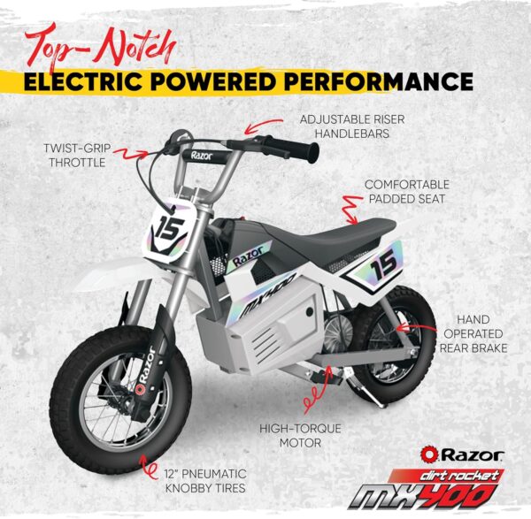 Razor Dirt Rocket MX400 24 Volt - White - Image 5