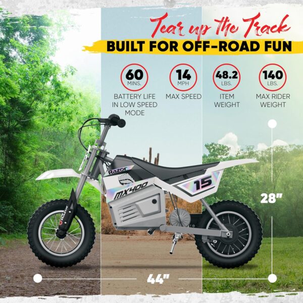 Razor Dirt Rocket MX400 24 Volt - White - Image 6