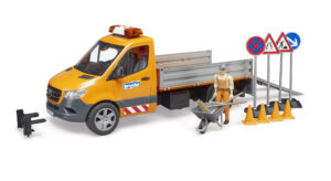 MB Sprinter Municipal Truck with Driver and Road Signs Toy