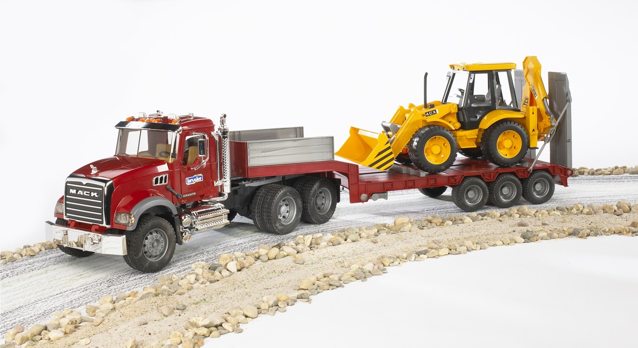 MACK Granite Low Loader Truck with JCB Backhoe Toy - Image 5