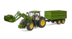 John Deere 7R 350 Tractor with Front Loader and Trailer Toy