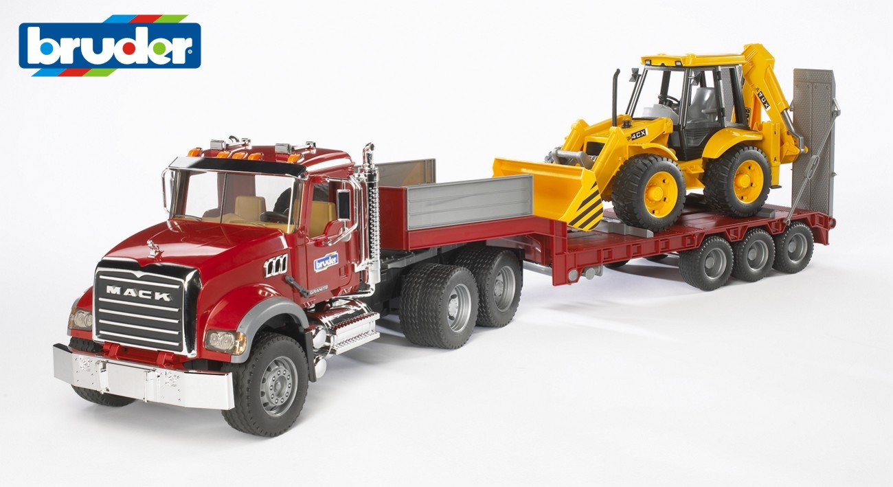MACK Granite Low Loader Truck with JCB Backhoe Toy - Image 3