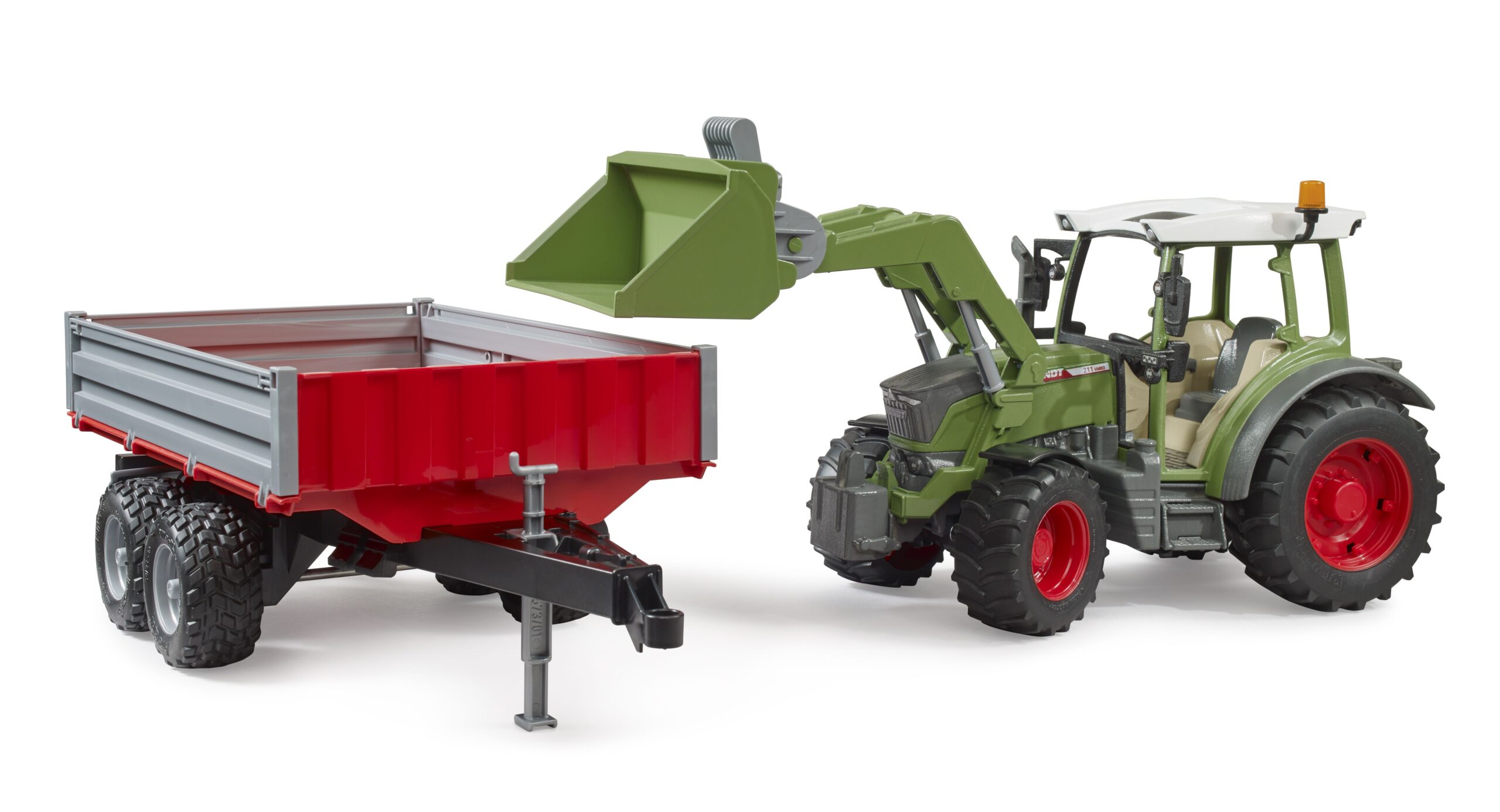 Fendt Vario 211 Tractor with Front Loader and Tipping Trailer Toy - Image 3