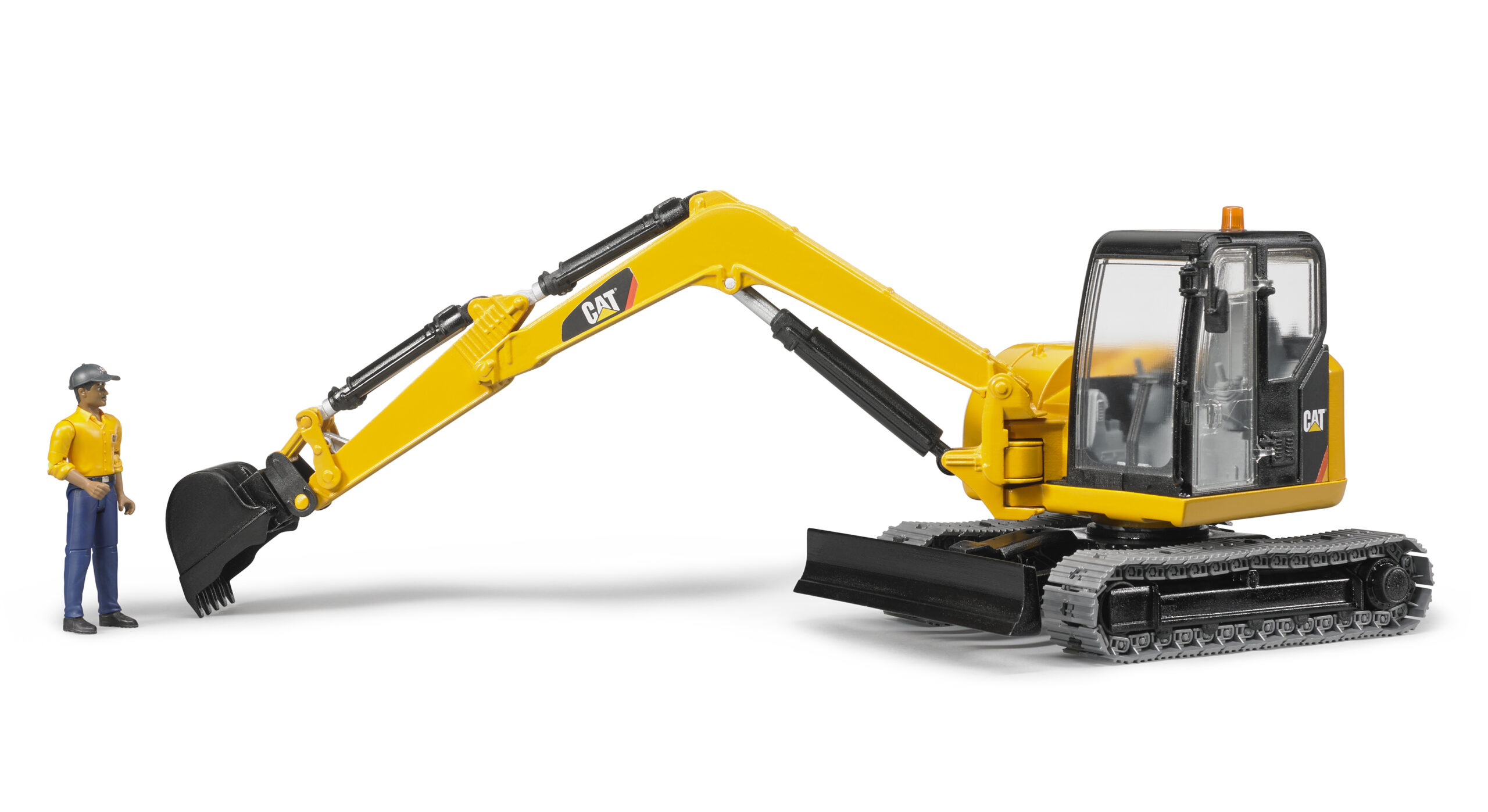 CAT Mini Excavator with Worker Figure Toy - Image 6