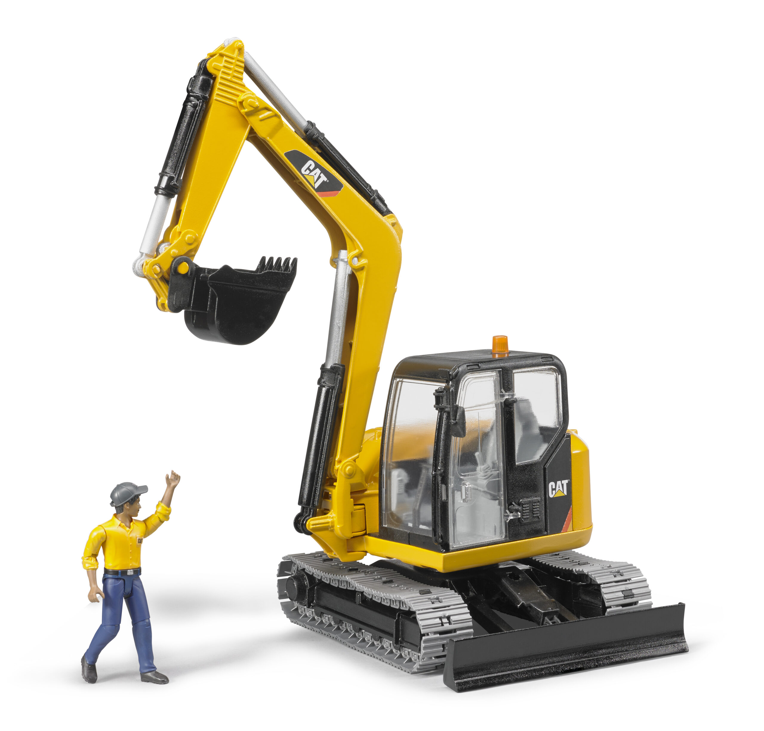 CAT Mini Excavator with Worker Figure Toy - Image 7