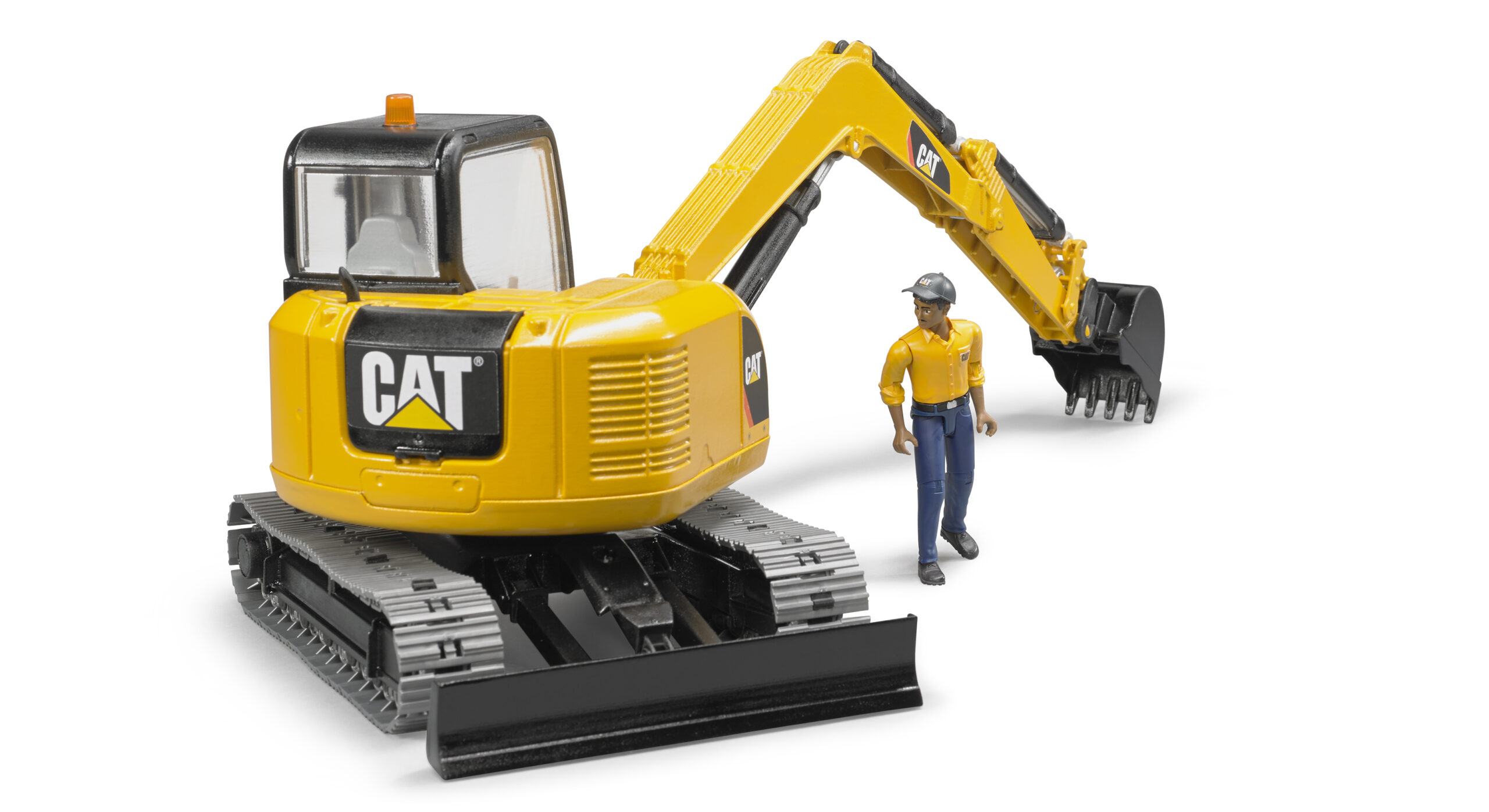 CAT Mini Excavator with Worker Figure Toy - Image 8