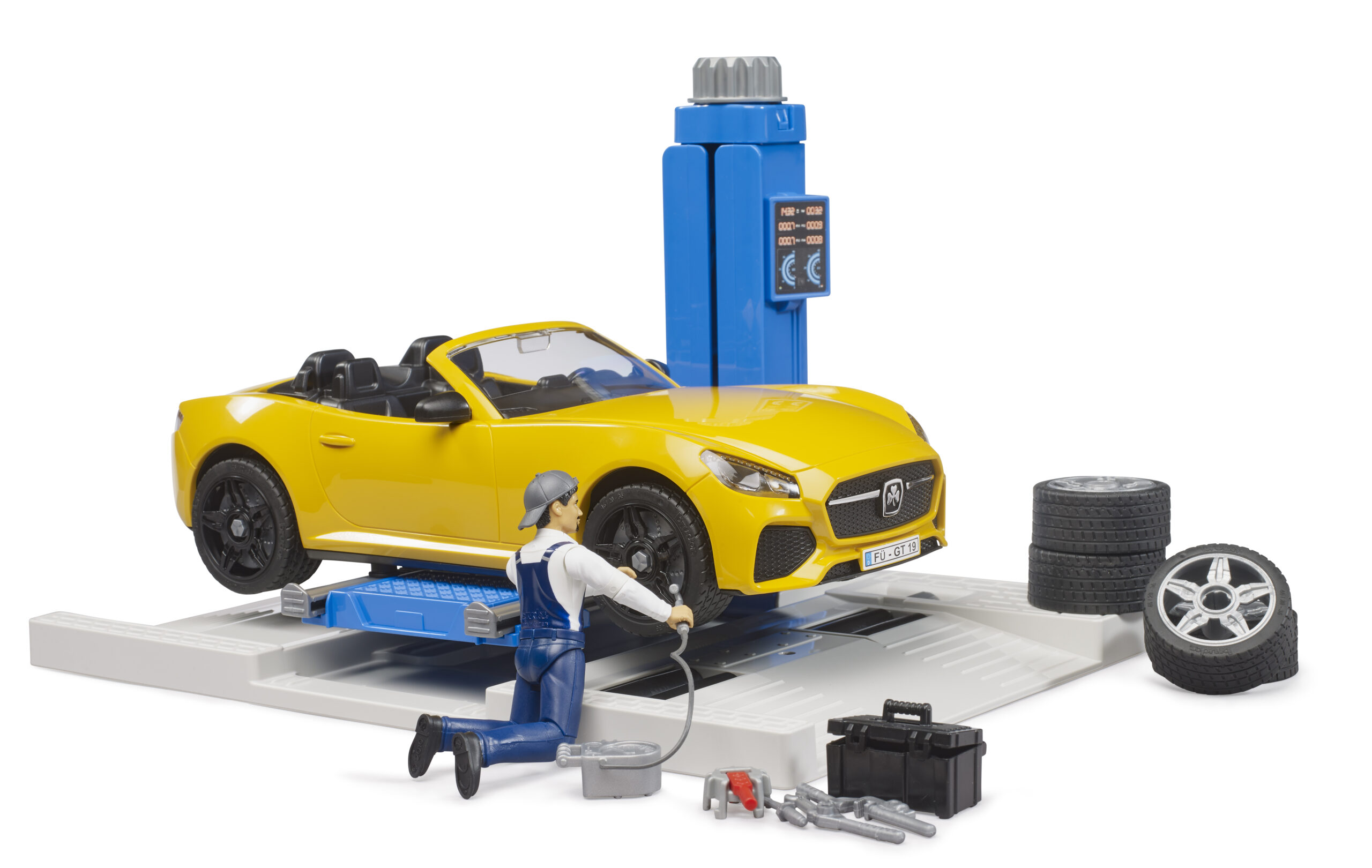 Car Service Centre with Roadster and Mechanic Toy - Image 3