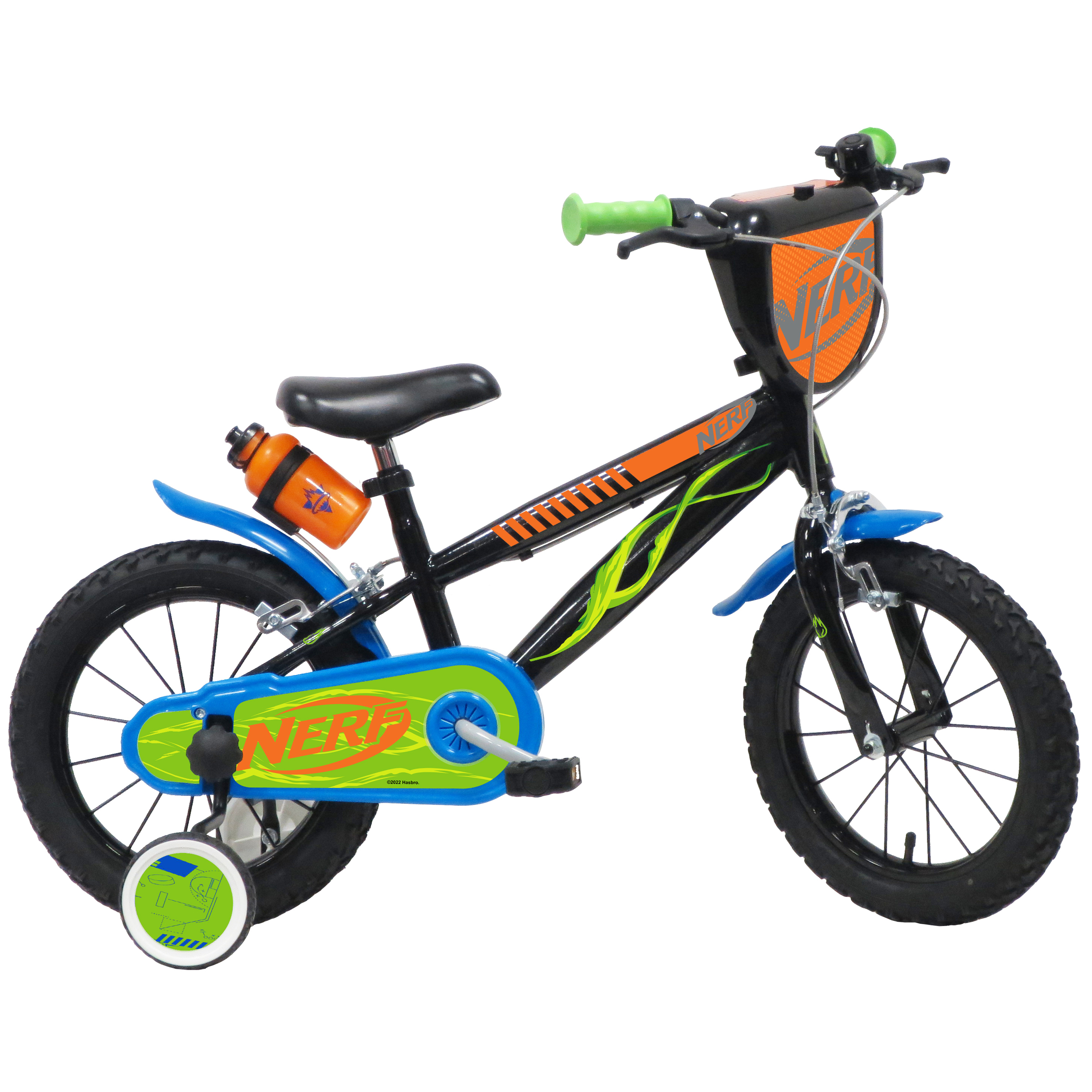 Nerf 14 Inch Kids Bicycle with Stabilisers and Water Bottle