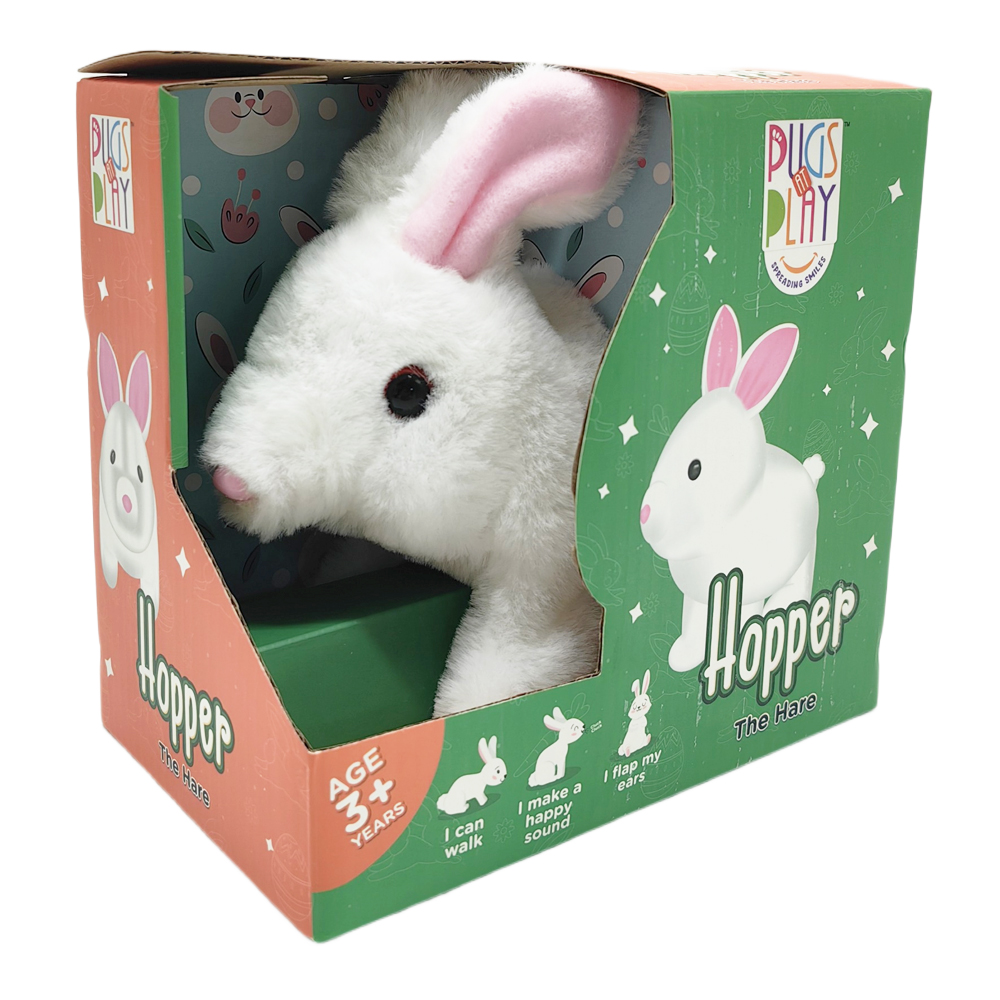 Pugs Play Hopper the Jumping Toy Rabbit